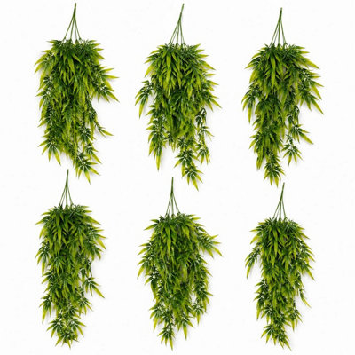 B&Q - Pack Of 6 X 70Cm Artificial Trailing Fern  Plant Hanging Faux Greenery