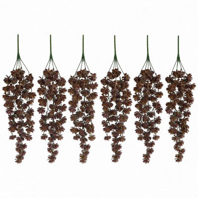 B&Q -  Pack Of 6 X 70Cm Artificial Trailing Sedum Succulent Plant Dusty Brown Hanging Faux Greenery