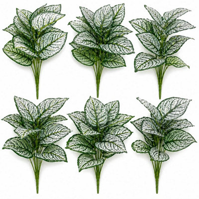 B&Q -  Pack Of 6 X 60Cm Artificial Caladium Stem Plant Green White Foliage - Image 3