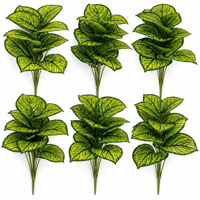 B&Q -  Pack Of 6 X 60Cm Artificial Caladium Stem Plant Bright Green Foliage