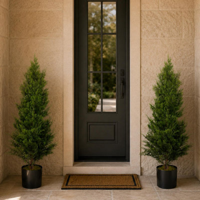 B&Q -  120Cm Pair Of Artificial Cypress Cedar Topiary