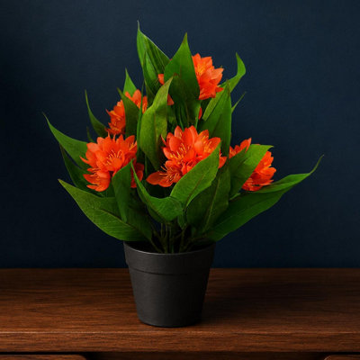 B&Q -  18Cm Artificial Freesia Plant Orange Flowering Premium