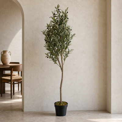 B&Q -  180Cm Artificial Natural Look Olive Tree With Wooden Trunk
