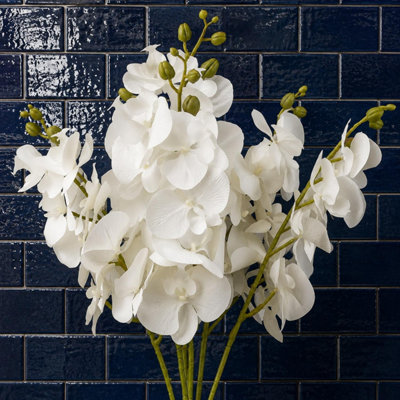 Leaf Unisex White 100Cm Pack Of 6 X Artificial Phalaenopsis Orchid Stem - Image 4