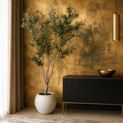 B&Q -  200Cm Xxl Artificial Olive Tree With Decorative Planter Premium