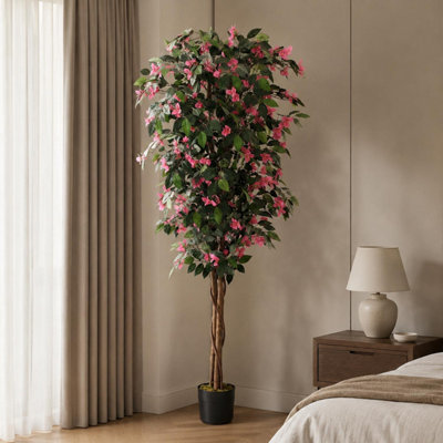 B&Q -  180Cm Giant Artificial Pink Flowering Bougainvillea Tree Premium