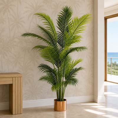 Botanik Large Artificial Palm Tree With Metal Planters - Image 3
