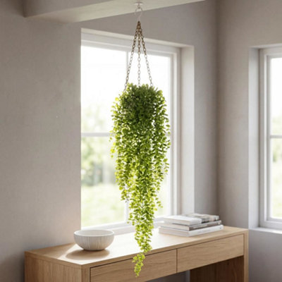 B&Q -  Artificial 90Cm Trailing Hanging Plant Green Faux Cascading Foliage