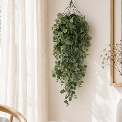 Leaf 75Cm Artificial Trailing Round Foliage Plant Soft Eucalyptus Green