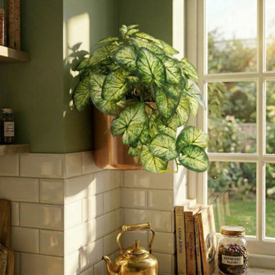 Leaf Artificial 25Cm Trailing Variegated Caladium Vine Plant Dark Green from B&Q