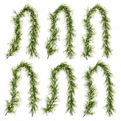 B&Q -  Pack Of 6 X 170Cm Artificial White Greenery Garland Hanging Decoration