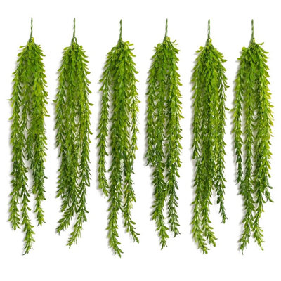 Leaf Pack Of 6 X 80Cm Artificial Fern Hanging Plant Faux Greenery Vine from B&Q