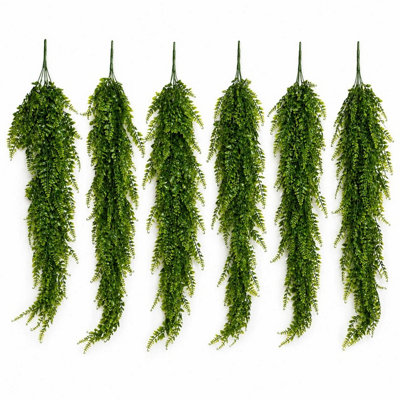 B&Q -  Pack Of 6 X 75Cm Artificial Fern Bush Hanging Faux Greenery Plant