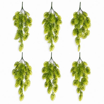 B&Q -  Artificial Pack Of 6 X 80Cm Tropical Monstera Plant Light Green