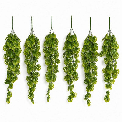Leaf Pack Of 6 X 70Cm Artificial Hanging Mini Monstera Plant from B&Q