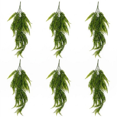 B&Q -  Artificial Pack Of 6 X 75Cm Trailing Fern Plant Hanging Faux Greenery