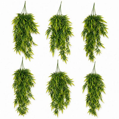 B&Q -  Pack Of 6 X 70Cm Artificial Trailing Fern Plant Hanging Faux Greenery