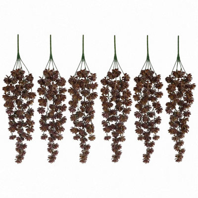 B&Q -  Pack Of 6 X 70Cm Artificial Succulent Plant Dusty Brown Faux Greenery