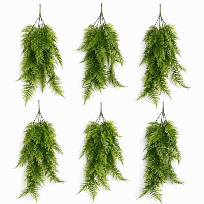 Leaf Artificial Pack Of 6 X 80Cm Trailing Fern Plant Hanging Faux Greenery from B&Q