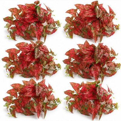 B&Q -  Pack Of 6 X 30Cm Artificial Trailing Red Caladium Premium