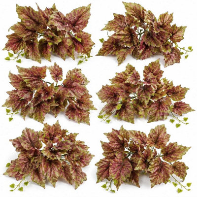 B&Q -  30Cm Pack Of 6 X Artificial Trailing Pink And Green Caladium