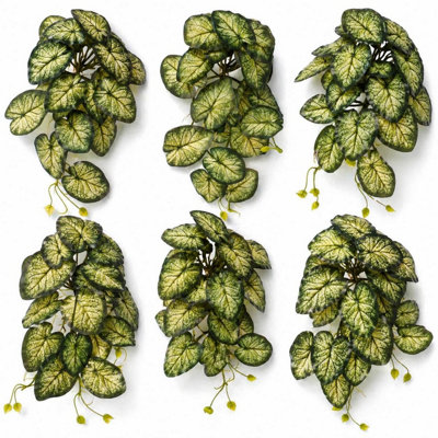 Leaf Artificial Pack Of 6 X 25Cm Variegated Caladium Vine Plant Dark Green from B&Q