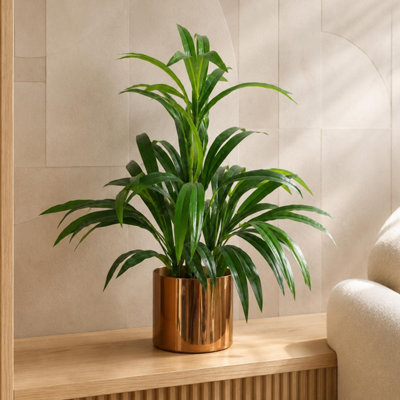B&Q -  65Cm Artificial Bamboo Shrub With Brushed Copper Planter