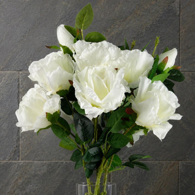 Leaf Unisex White Pack Of 6 X 80Cm Artificial Rose Stem 18 Flowers Premium | Size: 6 X 80 Cm - Image 4
