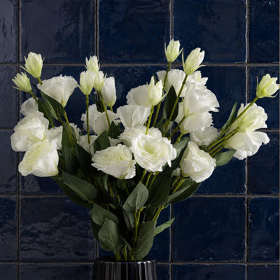 Botanik 80Cm Pack Of 6 X Artificial Purple Wild Rose Stem 36 Flowers. - White Flower Stems - Image 4