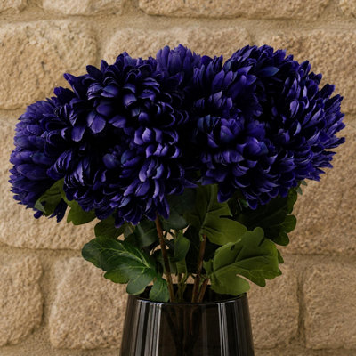 Leaf Unisex Purple Pack Of 6 X 75Cm Artificial Extra Reflex Chrysanthemum | Size: 6 X 75 Cm - Image 3