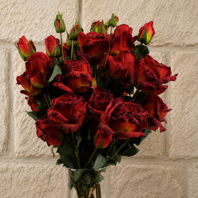 B&Q -  6 X 60Cm Red Rose Artificial Flower Sprays24 Flowers 18 Buds