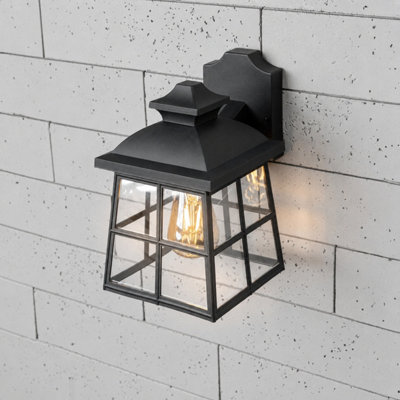 CGC Lighting Cgc Henri Black Outdoor Outside Wall Lantern Light Traditional E27 from B&Q