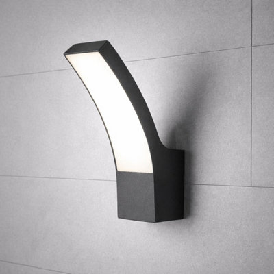 CGC Lighting Cgc Millie Anthracite Dark Grey Curved Led Wall Light Diecast Aluminium Opal Diffuser 4000K Ip54 from B&Q