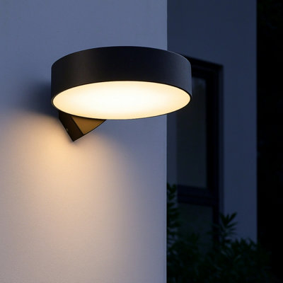 CGC Lighting Cgc Darcy Black Adjustable Round Led Outdoor Wall Light 3000K Warm White Ip54 from B&Q