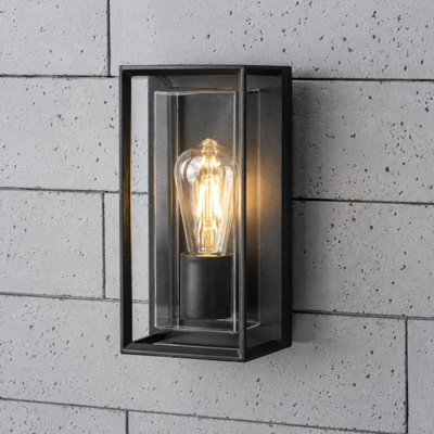 CGC Lighting Cgc Floriana Black Outdoor Wall Light Clear Diffuser E27 Standard Screw Ip54 from B&Q