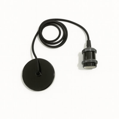 Cgc Lighting Cgc Cassie Shiny 1.5M Adjustable E27 Ceiling Pendant And Matching Ceiling Rose Black