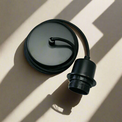CGC Lighting Cgc Ada Black 1.5M Adjustable E27 Ceiling Pendant And Matching Ceiling Rose from B&Q