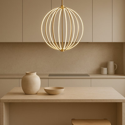 CGC Interiors Cgc Paraplu 3 Globe 45Cm Satin Gold Led Ceiling Pendant Light from B&Q