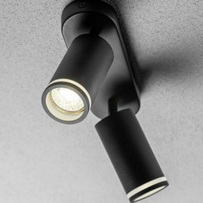 CGC Lighting Cgc Solis Black Double Gu10 Ceiling Spotlight With Halo Ring Adjustable Twin Spot Bar from B&Q