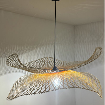 CGC Lighting Cgc Tulul Duo Extra Large 80Cm Natural Bamboo Wave Easy Fit Lampshade from B&Q