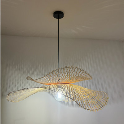 CGC Lighting Cgc Tulul Duo 80Cm & 56Cm Natural Bamboo Wave Easy Fit Lampshade from B&Q
