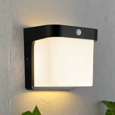 CGC Lighting Cgc Rhea Black Cube Pir Motion Sensor Led Outdoor Wall Light 4000K Natural White Integrated Led Ip65