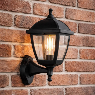 CGC Lighting Cgc Myra Large Black Outdoor Wall Lantern Light With Clear Diffuser Ip44 Polycarbonate Coastal from B&Q