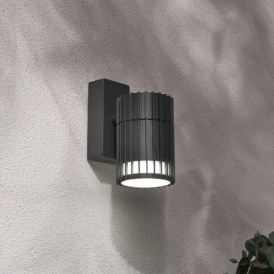 CGC Lighting Cgc Lilly Anthracite Dark Grey Ribbed Gu10 Down Outdoor Wall Light Ip65 from B&Q
