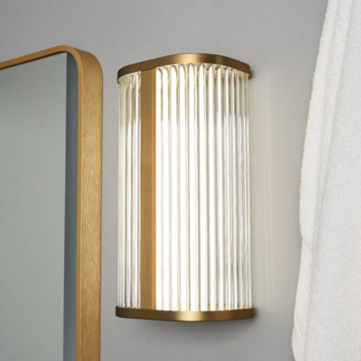 CGC Lighting Cgc Anais Satin Brass 8W Led Wall Light Ribbed Diffuser from B&Q