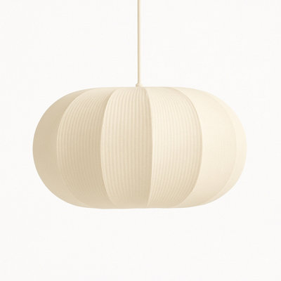 CGC Lighting Cgc Lila Cream Oval Stretch Ribbed Cotton Fabric Lampshade from B&Q