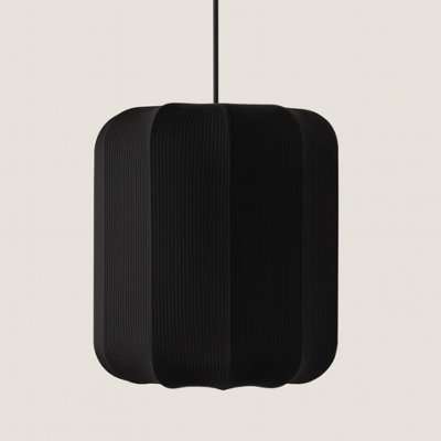 CGC Lighting Cgc Lila Black Cylinder Ribbed Stretch Cotton Fabric Lampshade from B&Q