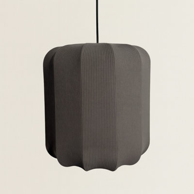 CGC Lighting Cgc Lila Grey Cylinder Ribbed Stretch Cotton Fabric Lampshade from B&Q