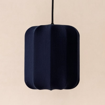 CGC Lighting Cgc Lila Navy Cylinder Ribbed Stretch Cotton Fabric Lampshade from B&Q
