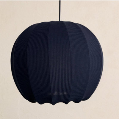 CGC Lighting Cgc Lila Navy Rounded Ribbed Stretch Cotton Fabric Lampshade from B&Q